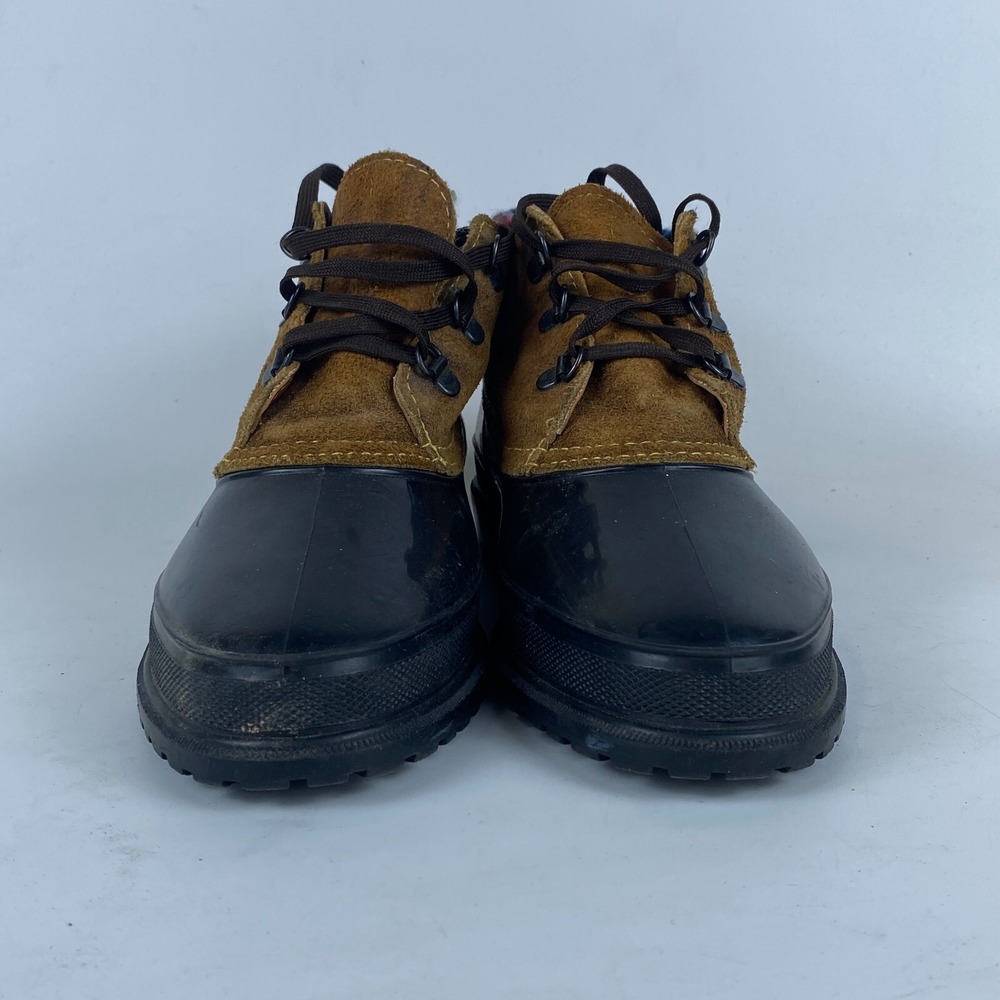 Danexx Duck Ankle Snow Boots Womens Size 8‎ Black Brown Suede Flannel Style Trim - Picture 2 of 10